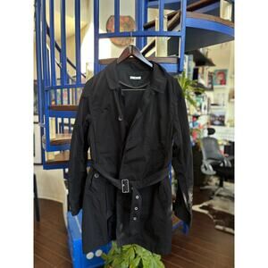 321 Black Belted Lightweight Trench Jacket Size L